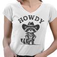 Howdy Raccoon Women's V-Neck T-Shirt - Fun Cowboy Animal Design