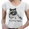Raccoon V-Neck T-Shirt for Women - Moonlit Trash Panda Design