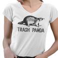 Raccoon V-Neck T-Shirt | Grey Short Sleeve for Women - Modern Print