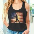 American Flag Baseball Player Bat Fan Catcher Pitcher USA Tank Top