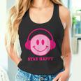 Chillibes 70S Pink Smile Face Music Headphones Happy Face Tank Top