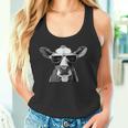 Cool Holstein Head With Sunglasses Farmer Cow Motif Tank Top