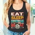 Eat Sleep Football Repeat Divertido Jugador Retro Amante Del Fútbol Camiseta sin mangas