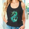 Green Flying Japanese Dragon With Kanji Lettering Tank Top