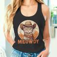 Meowdy Cat Meow Cowboy Hat Country Music Texas Tank Top