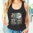 Raccoon 3 Racoons Howling At Moon Weird Cursed Tank Top