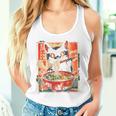 Cat Ramen Noodle Japanese Backprint Tank Top