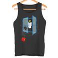 Brawny Linux Penguin Smashed Window With Bitten Apple Tank Top