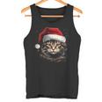 Cat With Christmas Hat Christmas Cat Santa Tank Top