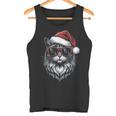 Cool Christmas Cat Santa Christmas Fun Tank Top