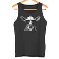 Cool Holstein Head With Sunglasses Farmer Cow Motif Tank Top