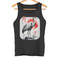 Grulla De Arte Tradicional Japonés Y Atardecer Rojo Japonés Kanji Camiseta sin mangas