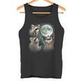 Raccoon 3 Racoons Howling At Moon Weird Cursed Tank Top