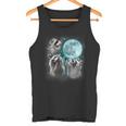 Raccoon Tank Top | Quirky Trio Howling | Moonlit Animal Magic