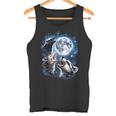 Three Animal Moon Howling Tank Top - Opossum, Raccoon and Skunk Theme