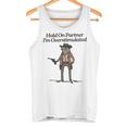 Hold On Partner I'm Overstimulated Cowboy Frogintage Gray Tank Top