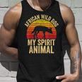 African Wild Dog Is My Spirit Animal Vintage Retro Sunset Tank Top Gifts for Him