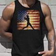 American Flag Baseball Player Bat Fan Catcher Pitcher USA Tank Top Gifts for Him