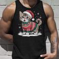 Cat Wearing Ugly Christmas Jumper And Santa Hat Cute Kitten Tank Top Geschenke für Ihn