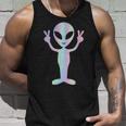 Alien Peace Sign Smiling Face Rave Music Trippy Tank Top Geschenke für Ihn