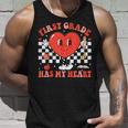 Groovy First Grade Has My Heart Valentines Day Teacher Tank Top Gifts for Him