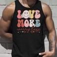 Love More Worry Less Smile Face Heart Happy Valentine's Day Tank Top Gifts for Him