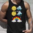 Lustige Tanzende Sonne Wolke Regenbogen Natur Regen Sommer Tank Top Geschenke für Ihn