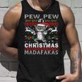 Pew Pew It's Christmas Madafakas Cat Santa Tank Top Geschenke für Ihn