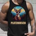 Platzhirsch Beim Wandern Berge Tank Top Geschenke für Ihn