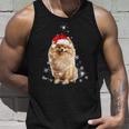 Pomeranian Christmas Tree Santa Hat Lights Jumper Tank Top Geschenke für Ihn