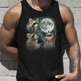 Raccoon 3 Racoons Howling At Moon Weird Cursed Tank Top Gifts for Him