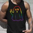Rainbow LGBT Ghost Peace Sign Gay Pride Halloween Costume Tank Top Gifts for Him