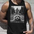 Scared Raccoon Selfie Tank Top - Fun Bigfoot Sasquatch Design Gifts for Him