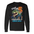 5Th Birthday Monster Truck Dinosaur Party Boys Rawr I'm 5 Long Sleeve T-Shirt Gifts ideas