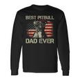 Best Pitbull Dad Ever Us Flag For Dog Dad Long Sleeve T-Shirt Gifts ideas