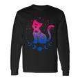 Bisexual Astrology Cat Colours Of Bi Pride Flag Langarmshirts Geschenkideen