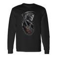Cyberpunk Grim Reaper Con Guitarra Eléctrica Rock Heavy Metal Camiseta de manga larga Ideas de regalos