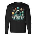 Divertido Astronauta Espacial Malabares Planetas Sistema Solar Niños Camiseta de manga larga Ideas de regalos