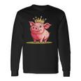 Divertido Cerdo Con Corona Para Los Amantes Del Reino Y Los Cerditos Camiseta de manga larga Ideas de regalos