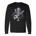 Esqueleto Calavera Guitarra Rock En Heavy Metal Diablo Cuernos Música Camiseta de manga larga Ideas de regalos