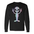 Alien Peace Sign Smiling Face Rave Music Trippy Langarmshirts Geschenkideen