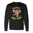 Happy New Year Santa With Rudolph The Reindeer Party Langarmshirts Geschenkideen