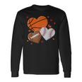 Heart Football Basketball Baseball Valentines Day Boys Mens Long Sleeve T-Shirt Gifts ideas
