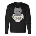 Kit-Tea Cute Kitten In Tea Cup Cat Lover Cat Pun Long Sleeve T-Shirt Gifts ideas