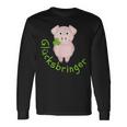 Lucky Charm Pig Clover Leaf For Friends Good Luck Langarmshirts Geschenkideen