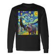 Moo Deng Hipopótamo Pygme Y La Noche Estrellada Camiseta de manga larga Ideas de regalos