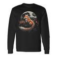 Renard Rouge Clair De Lune Japonais Sakura Fleur De Cerisier T-shirt à manches longues Idées cadeaux