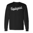Retro Swoosh Job Title Geologist Camiseta de manga larga Ideas de regalos