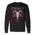 Satanist Baphomet 666 Satanism Satan Loves Me Langarmshirts Geschenkideen