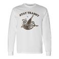 Raccoon Stay Trashy Fun Meme Gray Langarmshirts Geschenkideen